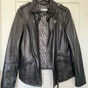 Mackage Fitted Black Leather Moto Jacket - size M